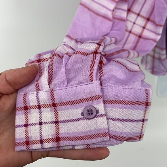 Paper + tee patchwork sweatshirt top blouse NEW NWT 3X plaid purple long sleeve - Picture 7 of 11